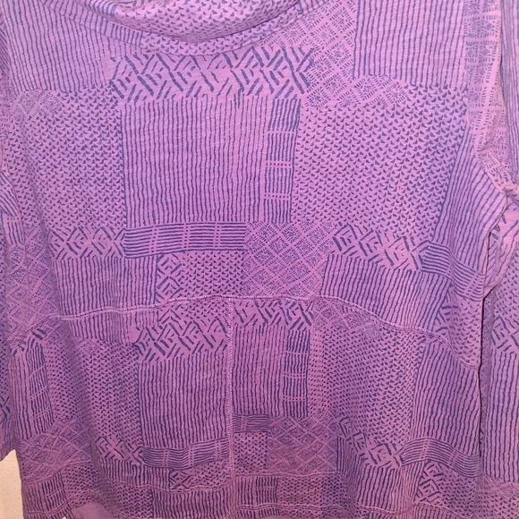 Escape By Habitat Pullover Cowl Neck Patchwork Abstract Boho Cotton Peru M - Picture 3 of 6